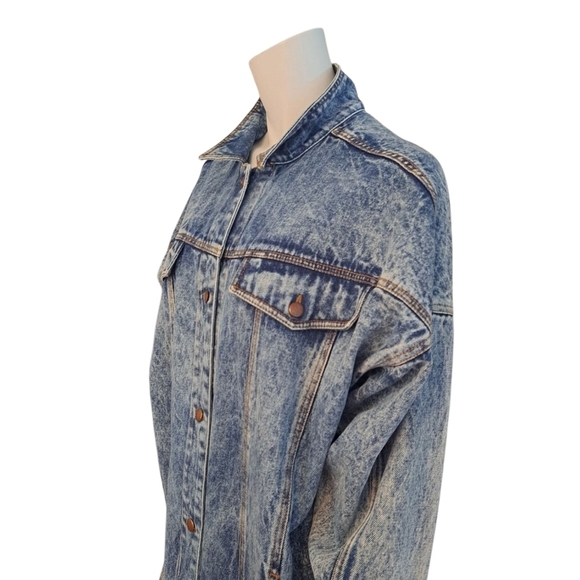 Tango Vintage Style Washed Denim Jacket Or Dress Marble Acid Wash Coat Unisex - Picture 7 of 13